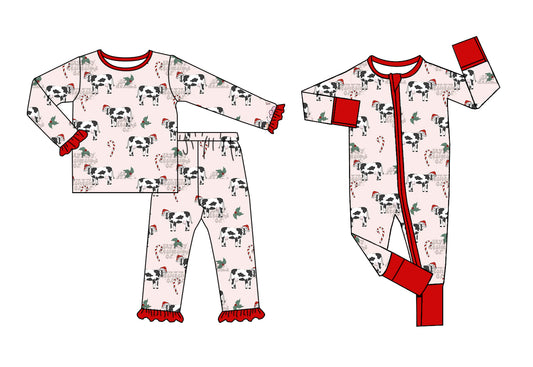 25.5.8 custom each style moq 5eta 4-6week Sibling Sisters Christmas cow baby girl long sleeve pants sets and rompers match family design