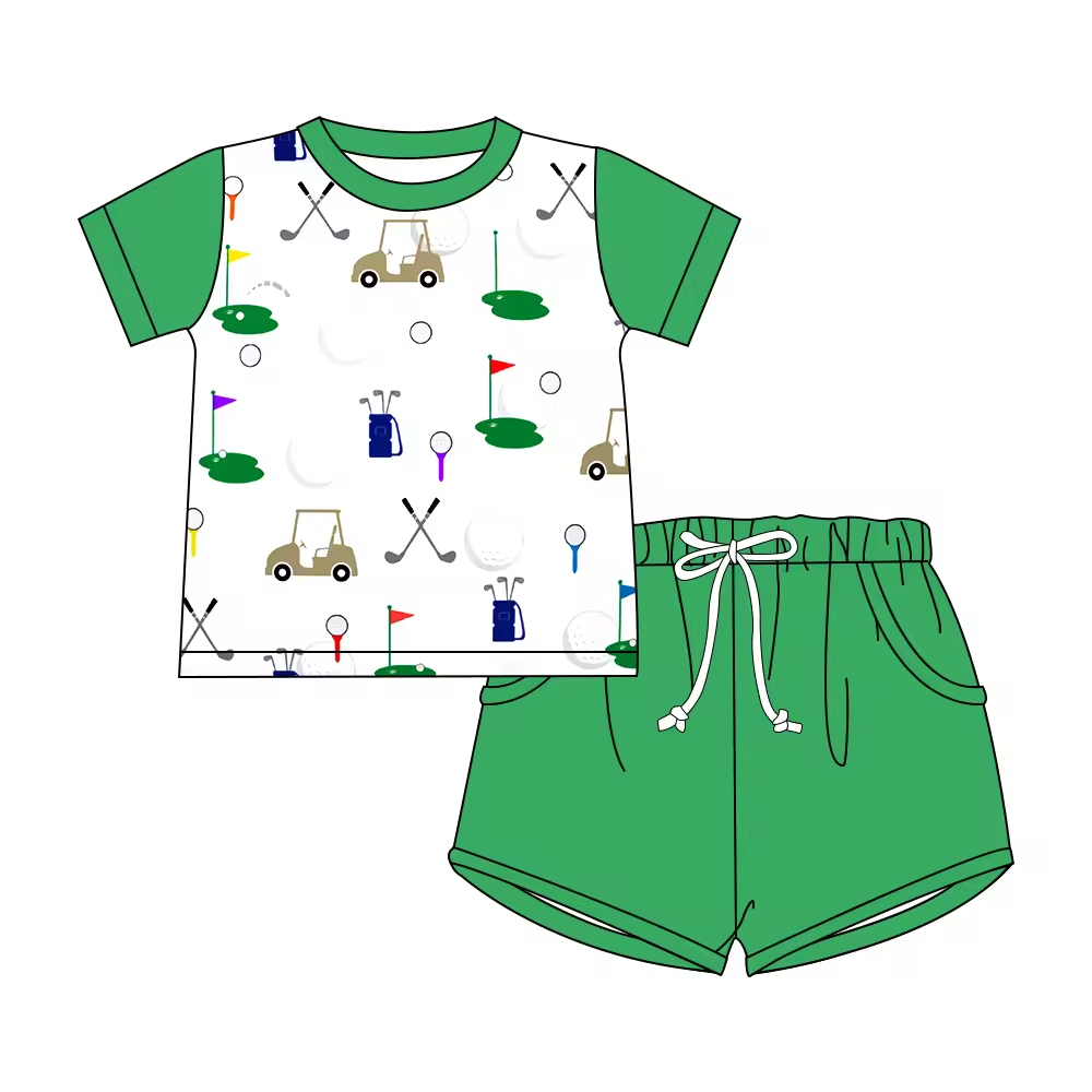 5.21custom each style moq 5eta 4-5week Different styles of printed short sleeves and solid color shorts summer suit series