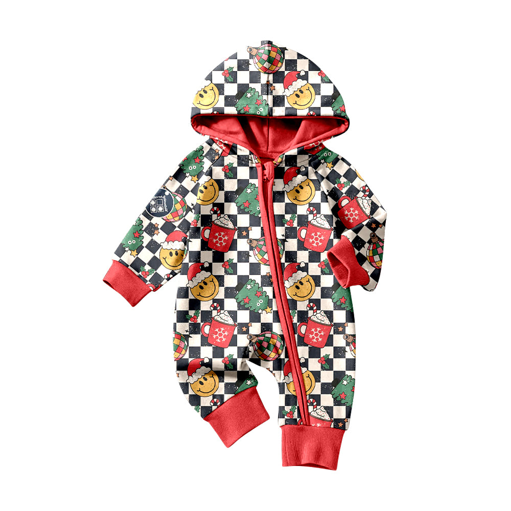 6.10 custom each style moq 5eta 4-6 week Sibling Sister bbay boys clothes red Christmas smiley hooded outfits and romper match family design