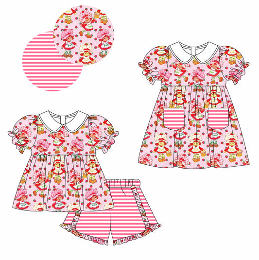 11.25 custom each style moq 5eta 4-6week Sibling Sister baby girl short sleeve shorts sets and dresses match design