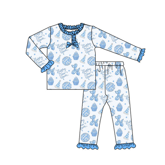 25.8.29 custom each style moq 5 eta 4-6week Sibling Sisters happy new year baby girl long sleeve pants sets 2
