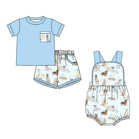 26.1.24 custom each style moq 5 eta 6-8week Sibling Sister puppy baby boy short sleeve shorts sets and romper match design