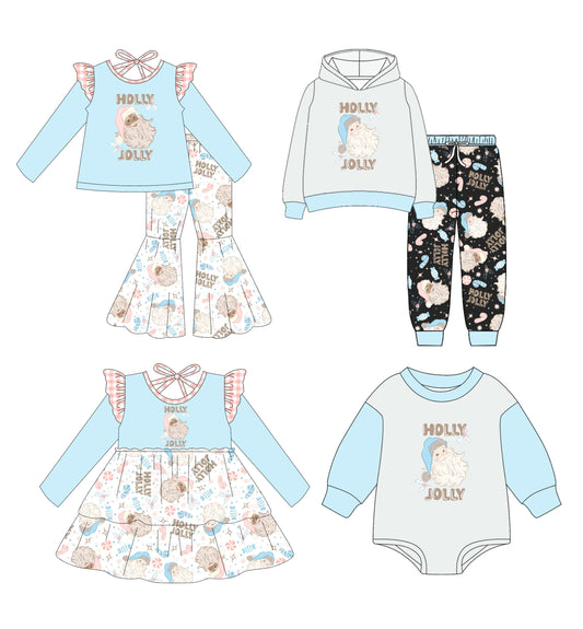 25.6.27 custom each style moq 5eta 4-6week Sibling Sisters Christmas baby girl long sleeve pants sets 1 and sets 2 and dress and rompers match family design