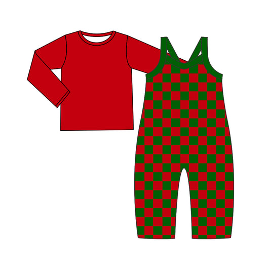 9.12 custom each style moq 5eta 4-6week baby girls clothes plaid red long sleeve suspender pants sets