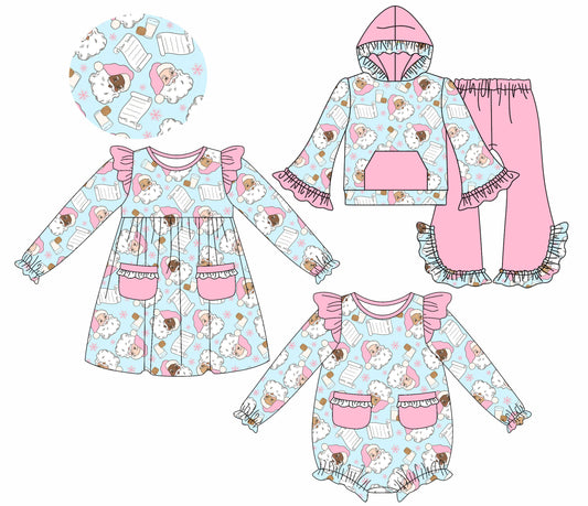 25.8.22 custom each style moq 5eta 4-6week Sibling Sisters Christmas baby girl long sleeve pants sets and dress and rompers match family design