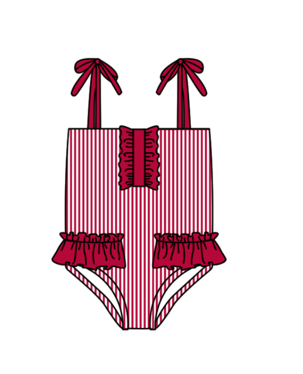 Custom moq 5 mix size milk silk summer teams baby girl boys clothes Red Two-Piece Swimsuit Set One Piece Swimsuits boy swim trunks