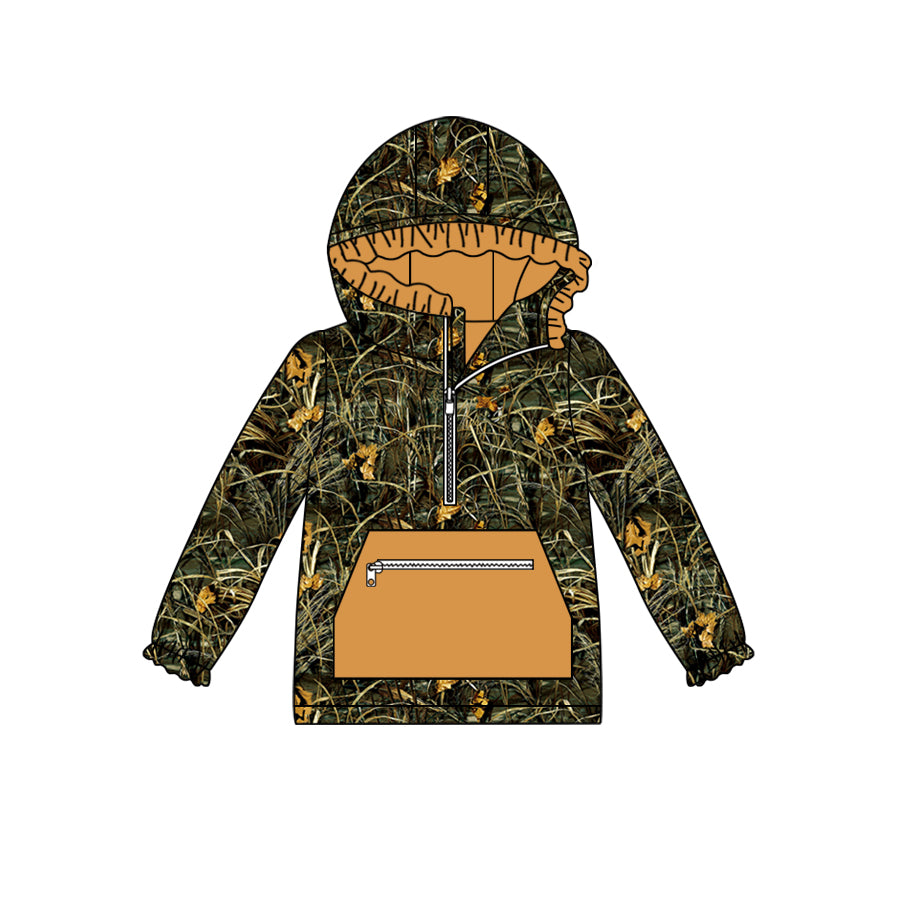 6.6 custom each style moq 5 eta 4-6week Sibling Sister baby boys and girls clothes camouflage hooded long sleeve top