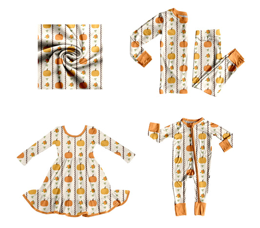 25.8.13 custom each style moq 5eta 4-6week Sibling Sisters pumpkin baby girl long sleeve pants sets and dress and rompers match family design