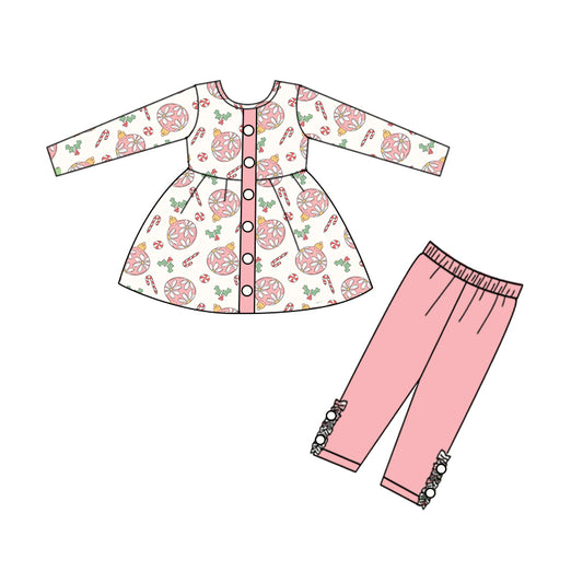 9.14 custom each style moq 5eta 4-6week baby girls clothes Christmas pink long sleeve pants sets