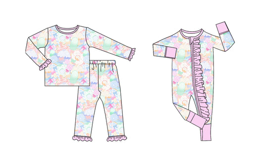 25.8.27 custom each style moq 5eta 4-6week Sibling Sisters pink baby girl clothes long sleeve pants sets and romper match family design