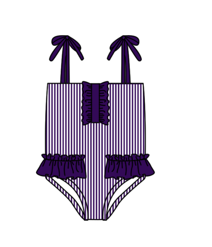 Custom moq 5 mix size milk silk summer teams baby girl boys clothes Purple Two-Piece Swimsuit Set One Piece Swimsuits boy swim trunks