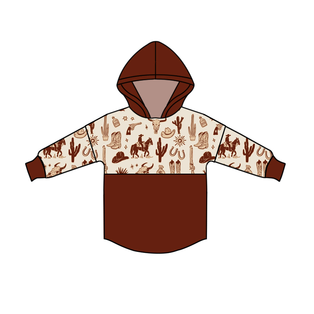 8.20 custom each style moq 5 eta 4-6week baby boys clothes riding horse brown hooded long sleeve top