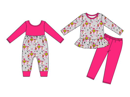 25.9.9 custom each style moq 5eta 4-6week Sibling Sisters Christmas baby girl clothes long sleeve pants sets and romper match family design