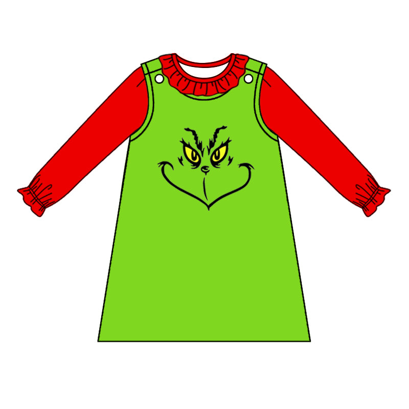 7.6 custom each style moq 5eta 4-6week Sibling Sister Christmas green baby girls dress and boy rompers 1 and girls romper 2 match family design