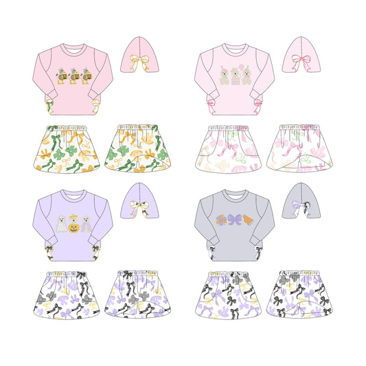 25.6.26 custom each style moq 5eta 4-6week Sibling Sisters baby girl long sleeve skirt sets 1 and skirt set 5 match family design