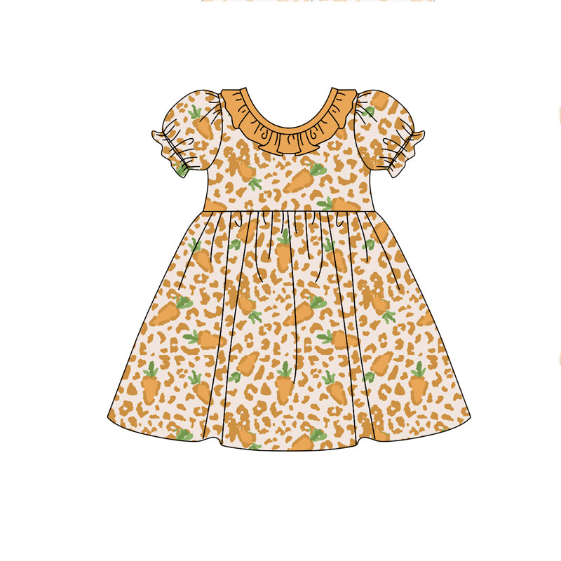 10.21 custom each style moq 5eta 4-6week Sibling Sister leopard easter carrot baby girl sets and dress match family design