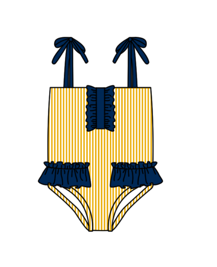 Custom moq 5 mix size milk silk summer teams baby girl boys clothes Yellow Two-Piece Swimsuit Set One Piece Swimsuits boy swim trunks