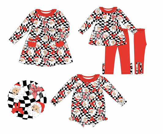 25.5.17 custom each style moq 5eta 4-6week Sibling Sisters Christmas red baby girl long sleeve pants sets and dress and rompers match family design