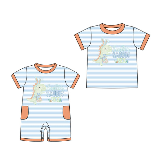 25.11.7 custom each style moq 5 eta 6-8 week Sibling Sister easter baby boy short sleeve top and rompers match family design