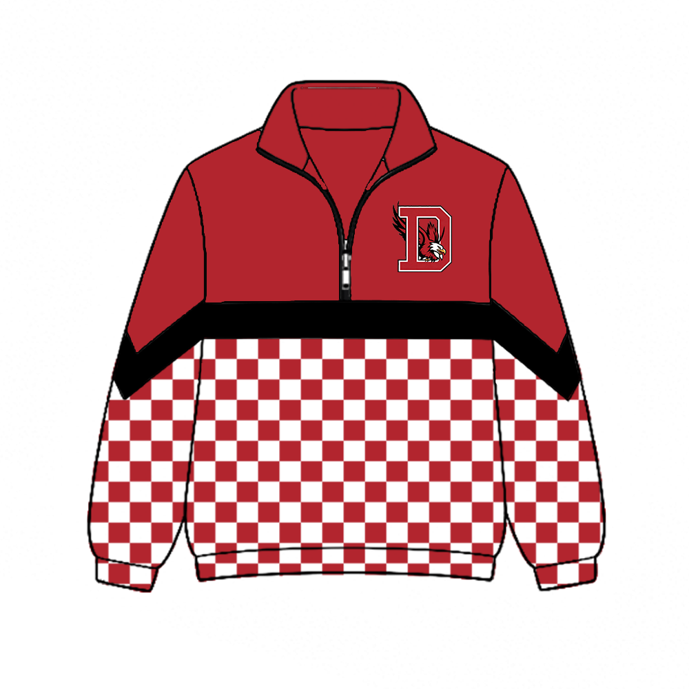 custom moq 5 mix size MSD072507 Baby Kids Casual Checked Zip Pullover Long Sleeve Team Top