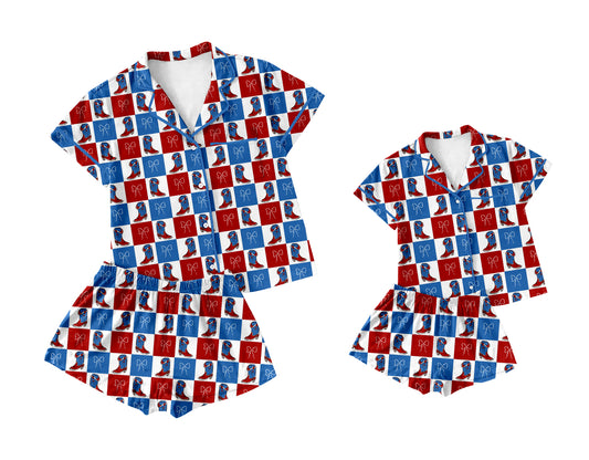 25.12.11 custom each style moq 5 eta 6-8week Sibling Sister boots bow short sleeve shorts sets and adult set match design