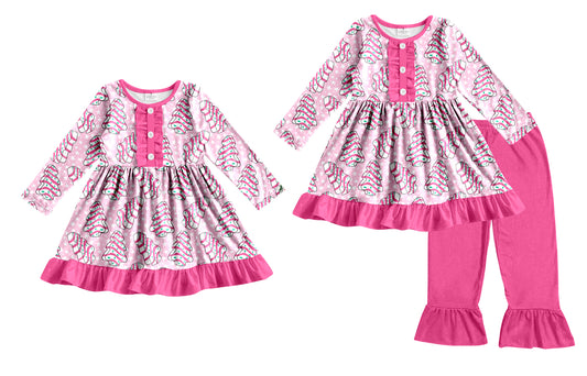 25.8.30 custom each style moq 5eta 4-6week Sibling Sisters Christmas baby girl long sleeve pants sets and dress match family design