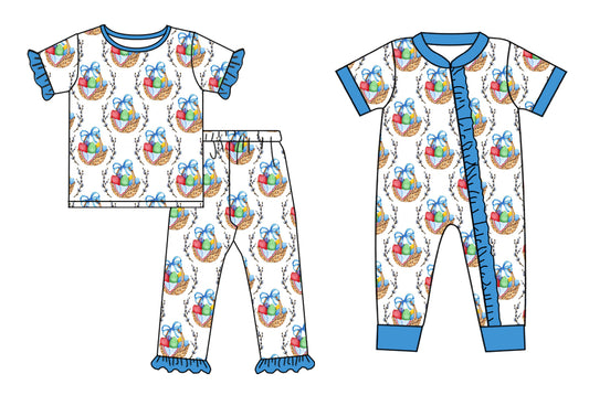 25.9.25 custom each style moq 8 eta 6-8week Sibling Sisters easter bow baby girl clothes short sleeve pants sets and romper match family design
