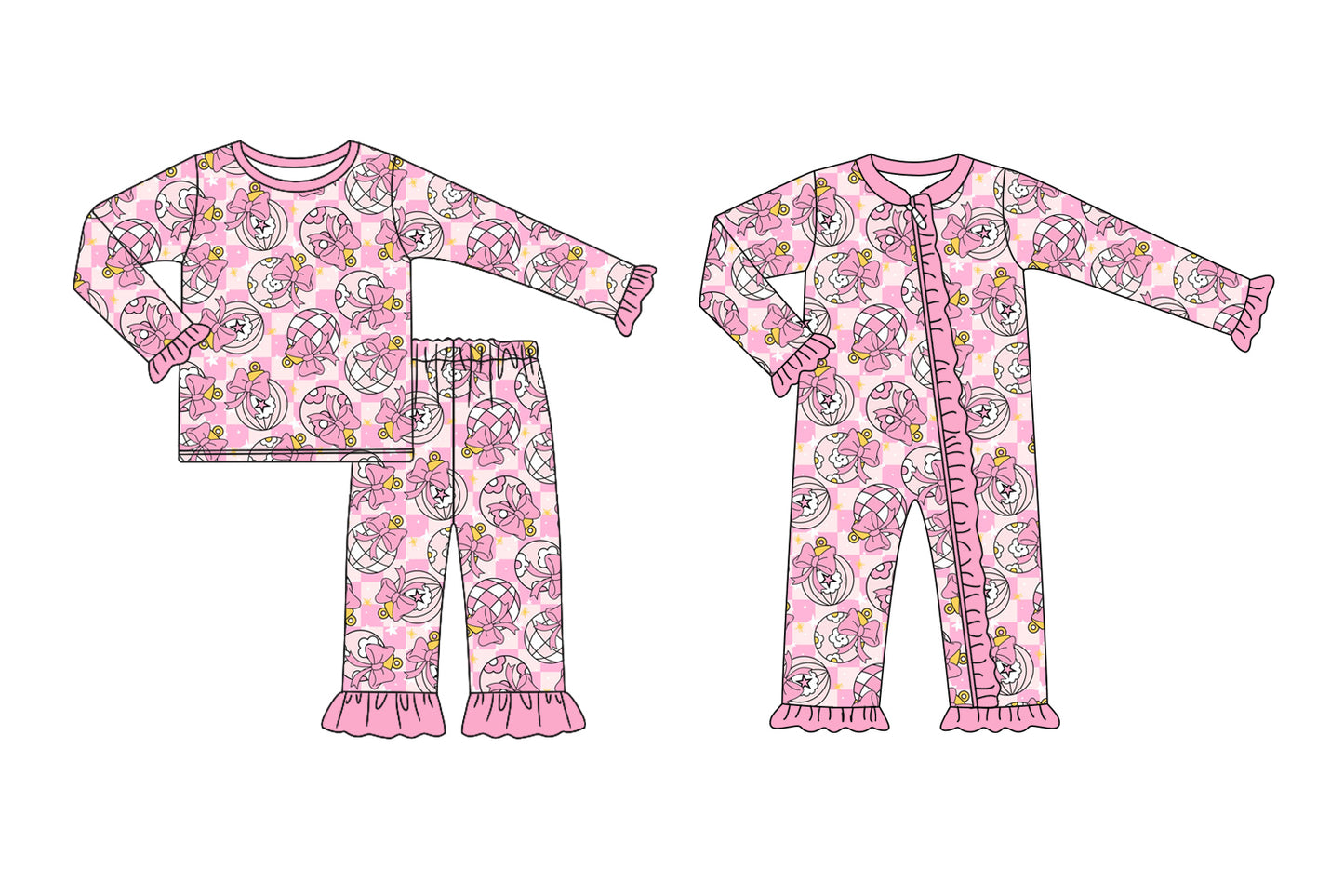25.6.12 custom each style moq 5eta 4-6week Sibling Sisters Christmas pink baby girl long sleeve pants sets and rompers match family design