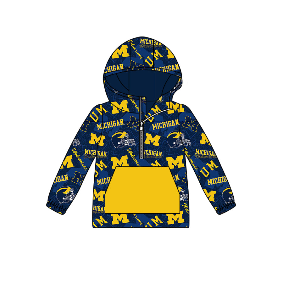 custom moq 3 eta 6-7weeks Yellow lettering long sleeve zip pocket hoodie