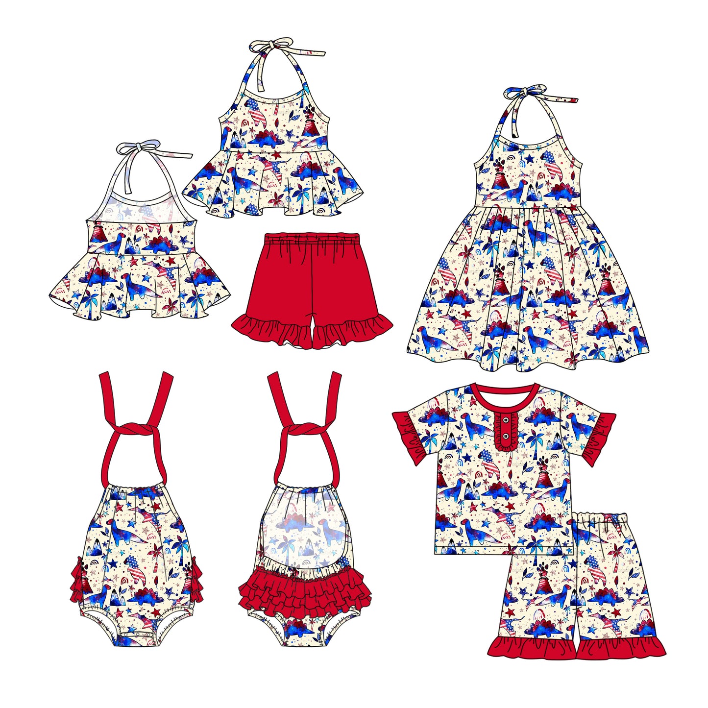 2.25 custom each style moq 5eta 4-6week Sibling Sister baby girl short sleeve shorts sets and sets 2 and boy romper and dress match design
