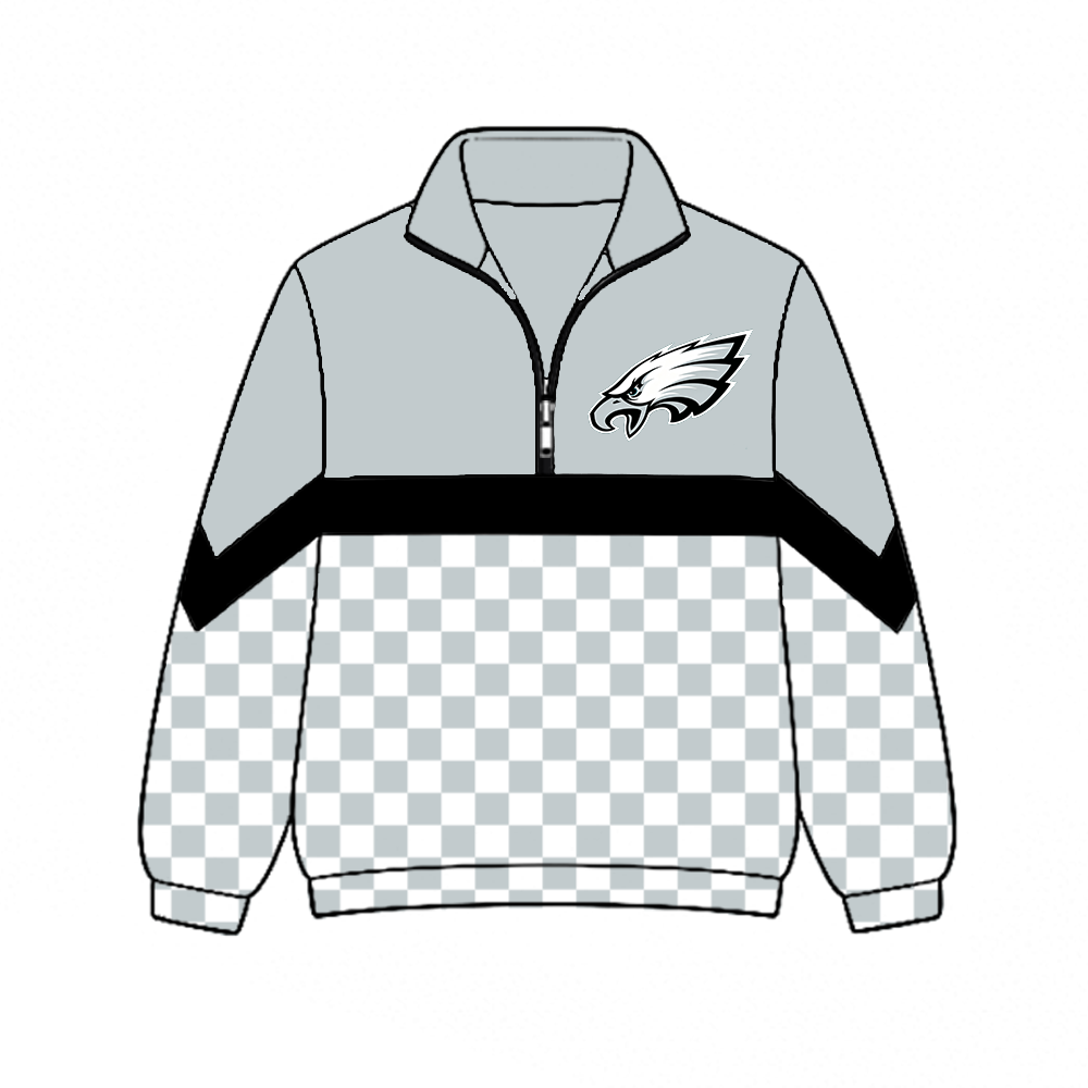 custom moq 5 mix size MSD072407 Baby Kids Checked Zip Pullover Long Sleeve Team Top
