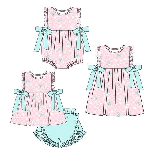 11.19 custom each style moq 5eta 4-6week Sibling Sister floral baby girl short sleeve shorts sets and dress and rompers match family design