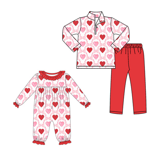 25.10.2 custom each style moq 8 eta 6-8week Sibling Sisters love bow baby girl clothes long sleeve pants sets and romper match family design