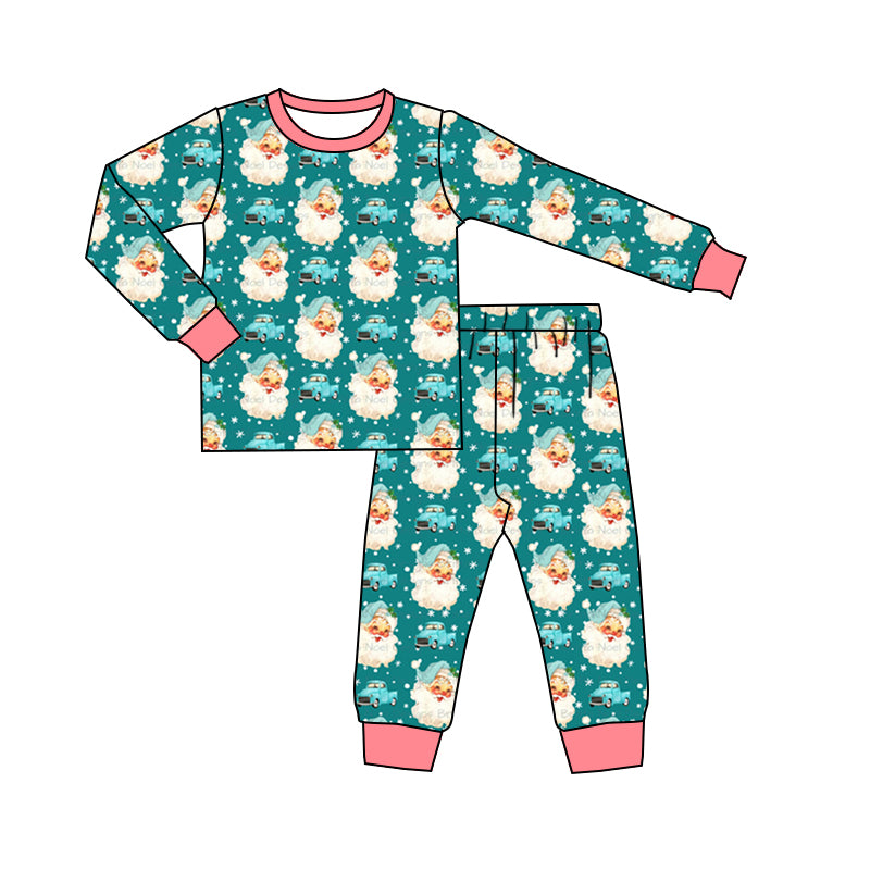 6.3 custom each style moq 5eta 4-5week Sibling Sister Christmas Santa claus pink girls sets and boys pajamas sets and baby romper and dress match family design