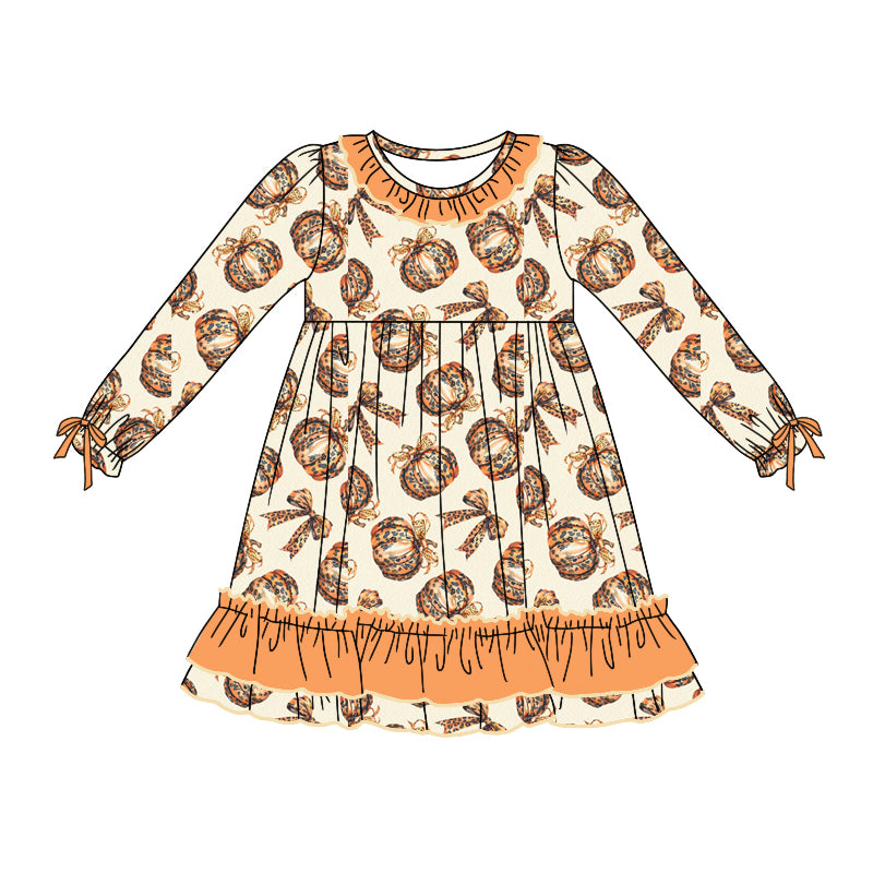 7.26 custom each style moq 5eta 4-6week Sibling Sister pumpkin orange baby girls sets and dress and rompers match family design
