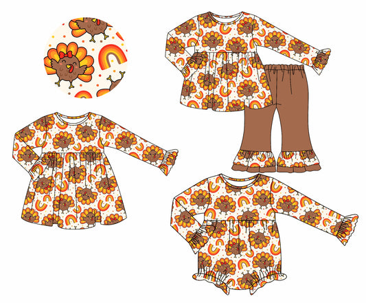 25.7.18 custom each style moq 5eta 4-6week Sibling Sisters turkey baby girl long sleeve pants sets and dress and rompers match family design