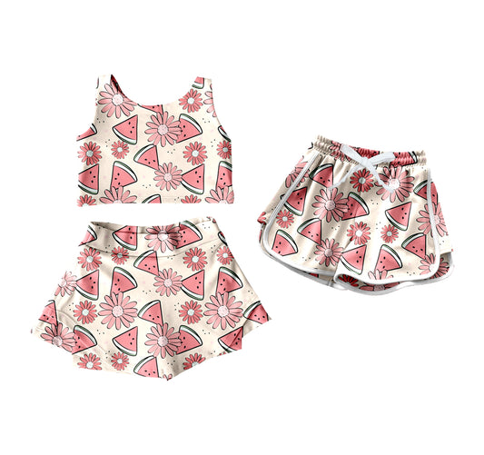 25.12.26 custom each style moq 5 eta 6-8week Sibling Sister watermelon baby short sleeve shorts sets and shorts match design