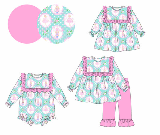 25.5.13 custom each style moq 5eta 4-6week Sibling Sisters floral baby girl long sleeve pants sets and dress and rompers match family design