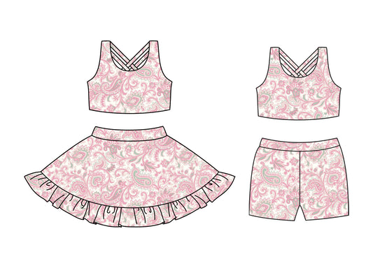 3.24 custom each style moq 5eta 4-6week Sibling Sister floral baby girl short sleeve shorts sets and dresses match design