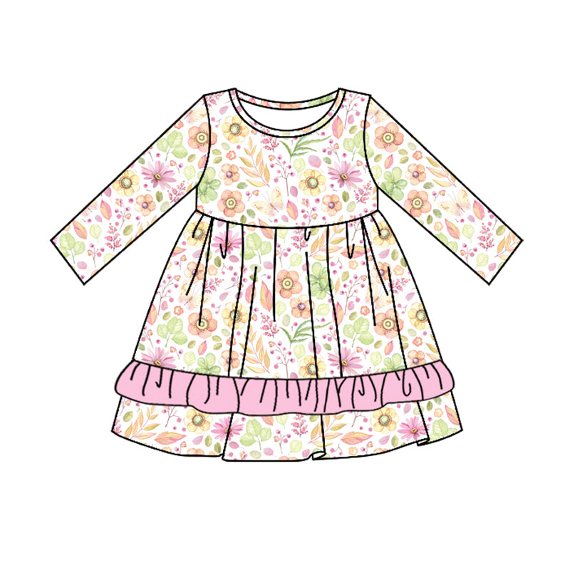 8.2 custom each style moq 5eta 4-6week Sibling Sister floral pink baby girls sets and dress and rompers match family design