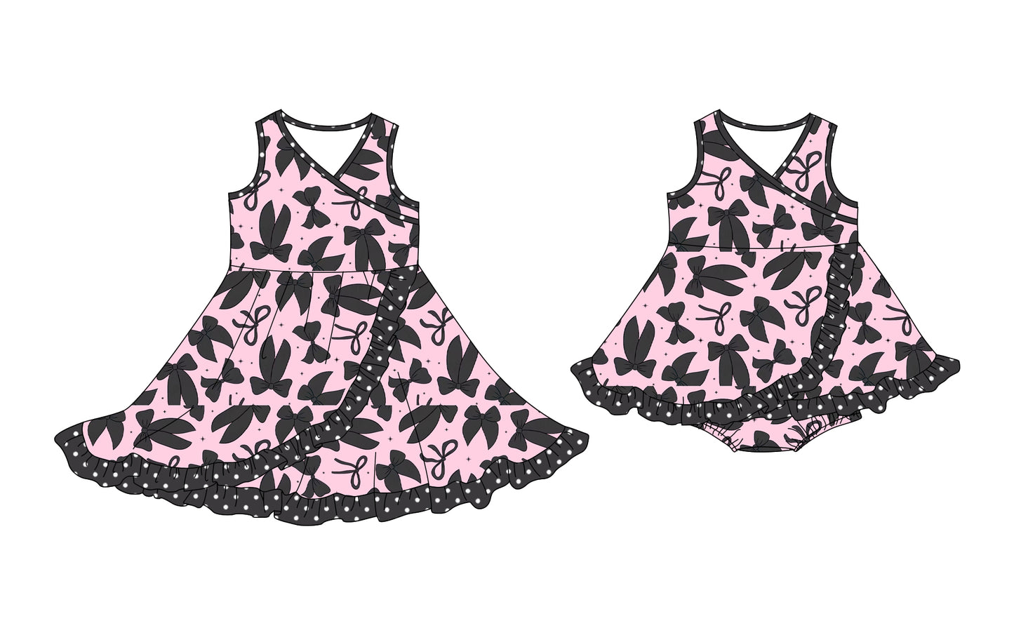25.10.11 custom each style moq 5 eta 6-8week Sibling Sisters bow baby girl short sleeve dress and romper match family design