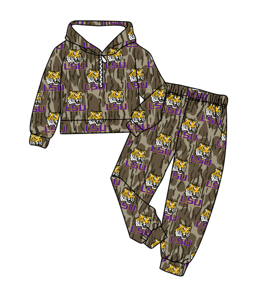 Custom moq 5 mix size milk silk summer teams baby boy clothes camouflage hooded long sleeve pants sets-25.11.6