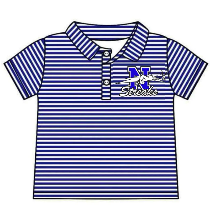 Custom moq 5 each style eta 6-7weeks baby girl clothes team blue striped short sleeve top-25.8.4