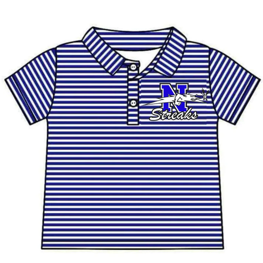 Custom moq 5 each style eta 6-7weeks baby girl clothes team blue striped short sleeve top-25.8.4