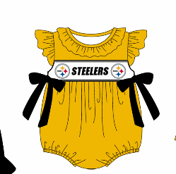 Custom summer teams baby girls clothes team yellow short sleeve shorts sets 3 and briefs sets and dress and rompers-25.7.23
