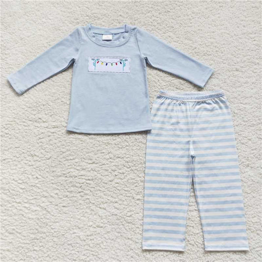 RTS NO MOQ（In Stock) BLP0291 Baby Boys embroidery Top Pants Outfits Sets