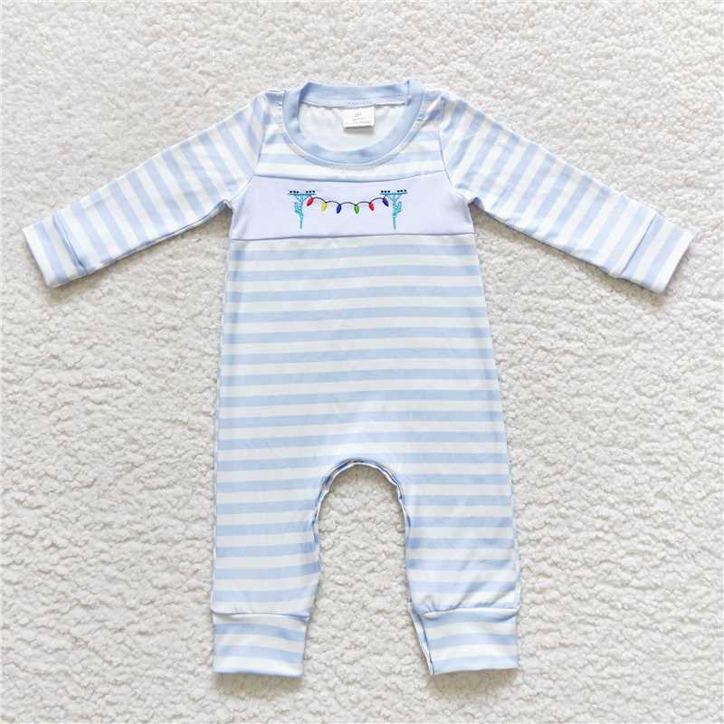 RTS NO MOQ（In Stock) LR0583 Baby boy clothes long-sleeved bodysuit with embroidered