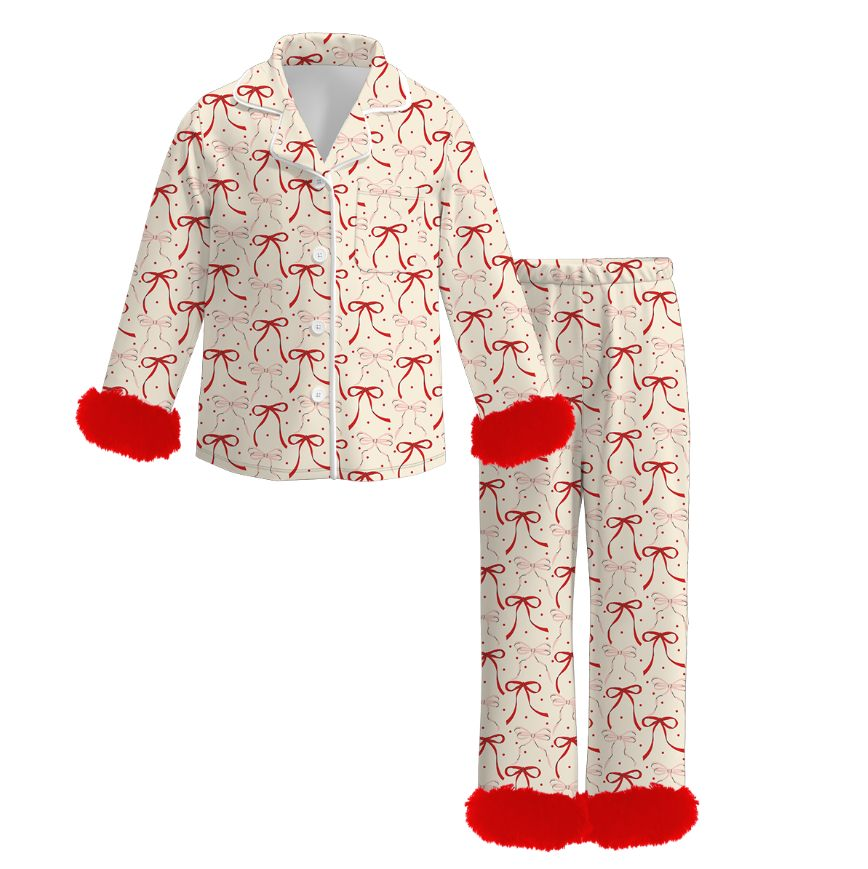 Custom moq 3 eta 7/8week moq 5 eta /4/5week baby girl clothes Christmas long Sleeve pants sets