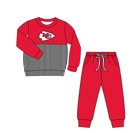 Custom moq 5 mix size milk silk summer teams baby boys clothes red long sleeve pants sets