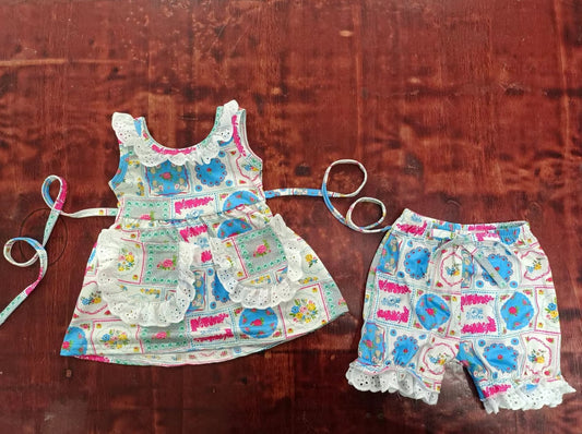 custom moq 5 eta 4-6weeks summer team baby girls clothes sleeveless shorts sets